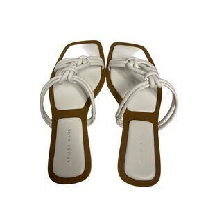 NEW Azelea Wang Women's Sandals Stetson White Slip On Flats Strappy Size 9